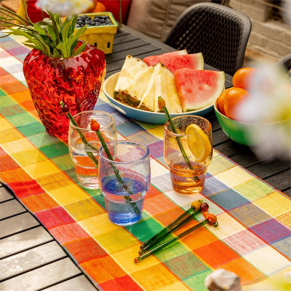 Color Pop Plaid Table Runner w/ Tassels