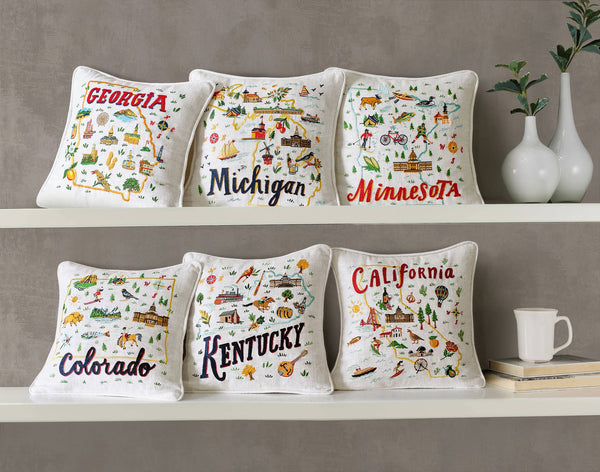 Michigan Embroidered Pillow - Angela Staehling