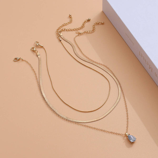 COOL STYLE STACKED TEMPERAMENT SIMPLE NECKLACE_CWAJE2001: GOLD / (OS) 3