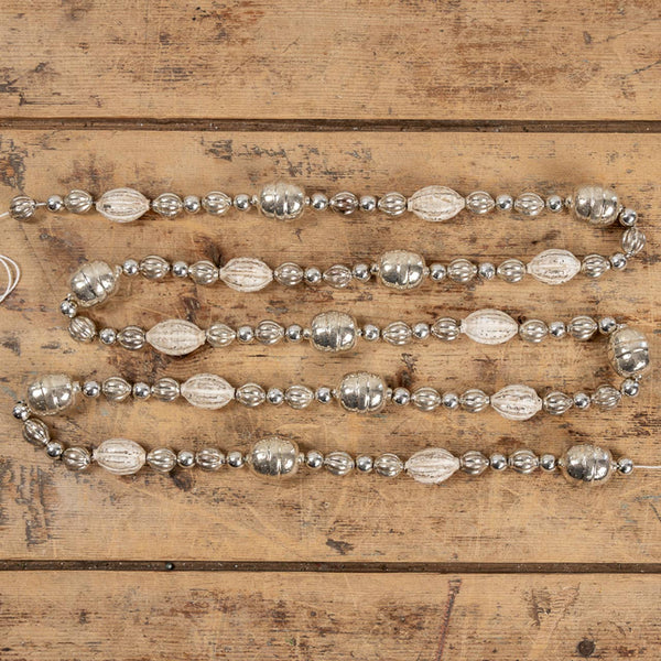 6' SILVER & WHITE GLASS BEAD GARLAND