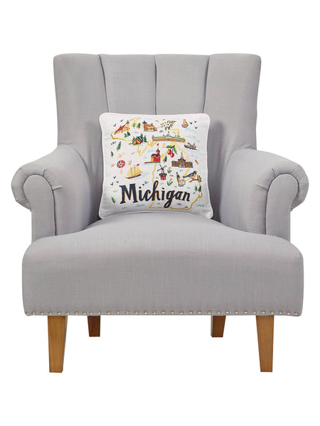 Michigan Embroidered Pillow - Angela Staehling