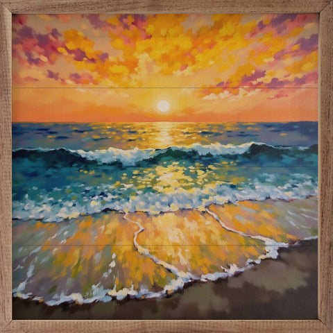 Bright Summer Sunset Ocean: 16x16