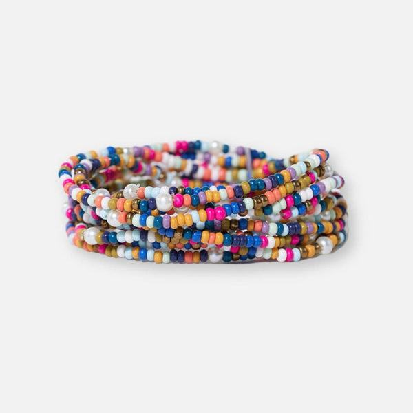 Sage Confetti Beaded 10 Strand Bracelets Multicolor