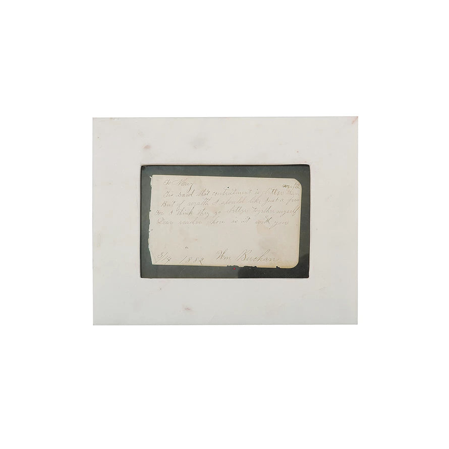 Marble photo frame white