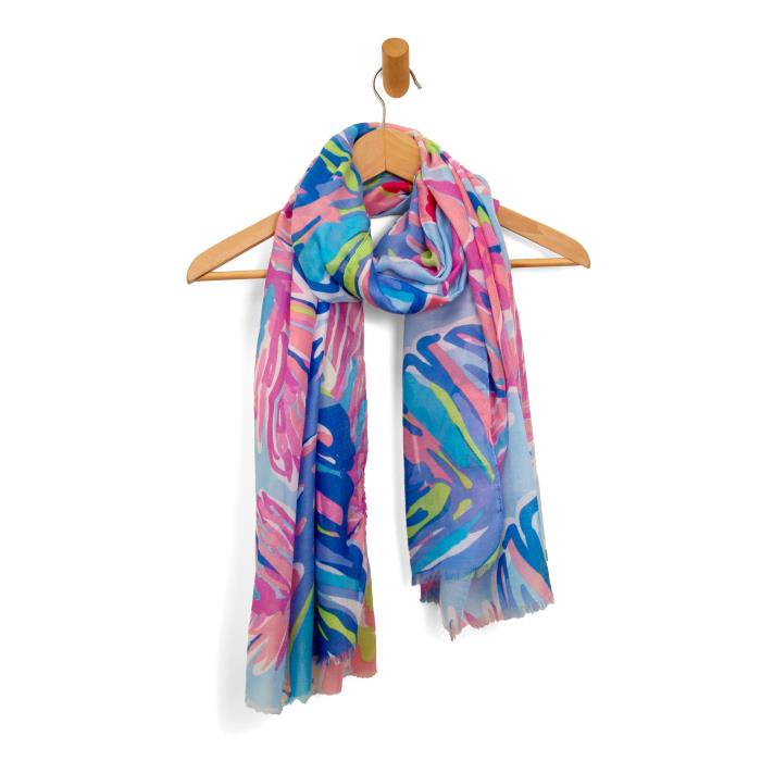 Orange tropical leaf scarf 180 x 90