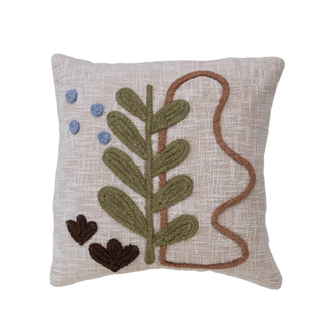 18" square cotton embroidered Pillow