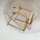 BEADED SQUARE HOOP EARRINGS w/gold beads