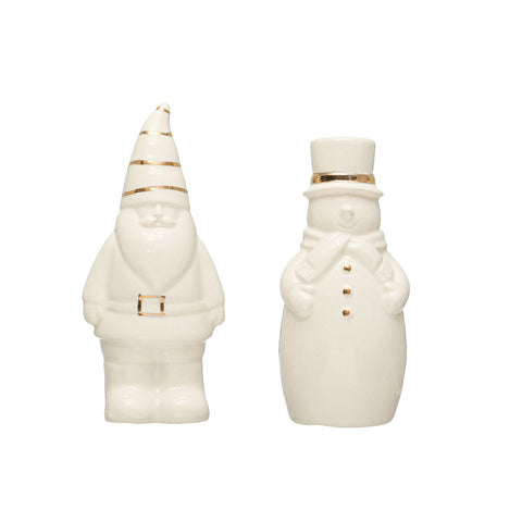 *Stoneware snowman salt and pepper shakers