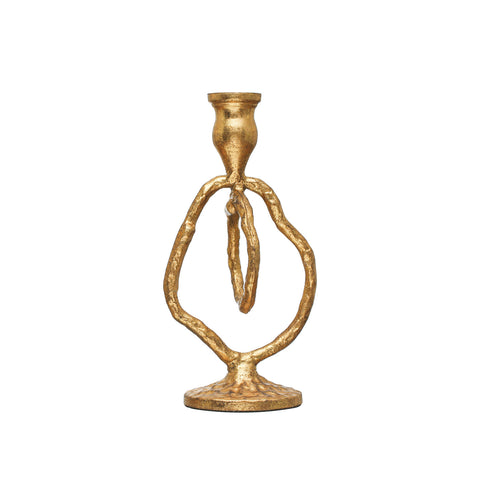 Cast Iron taper holder, gold finish, tall