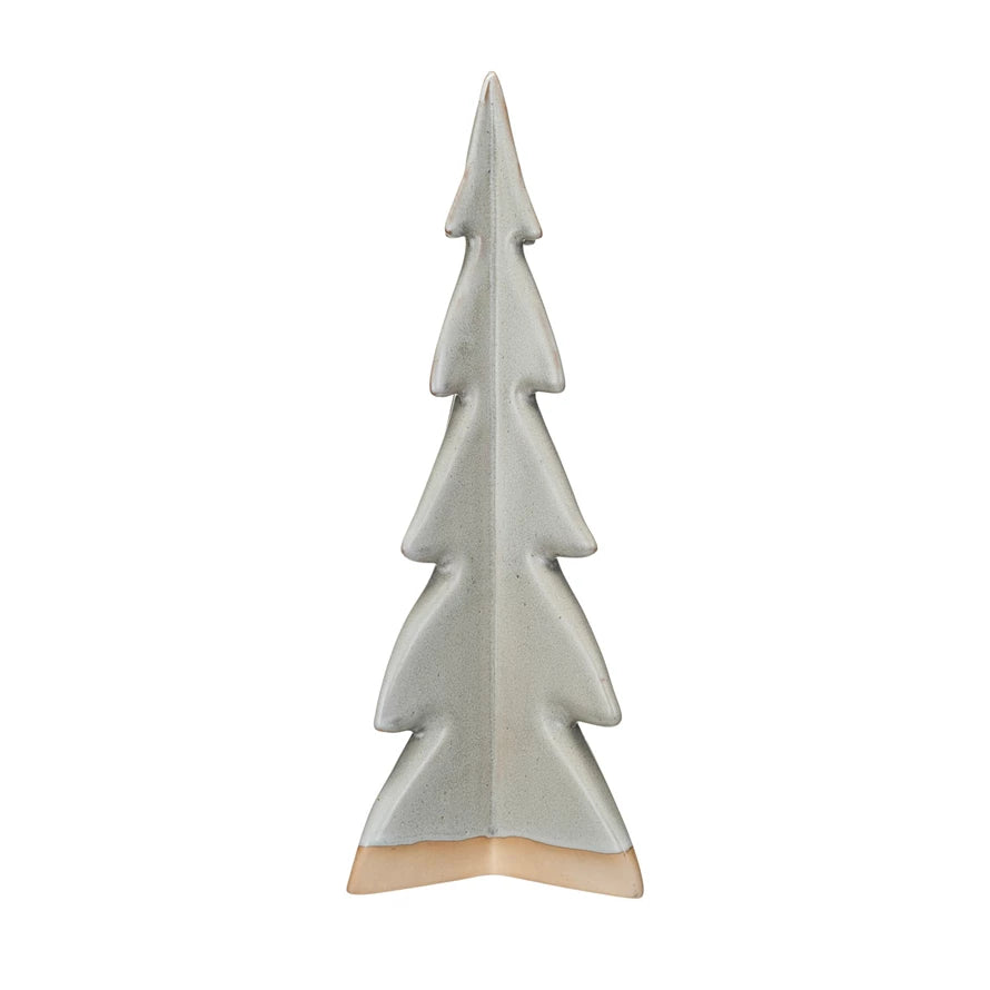 *Stoneware Tree, Reactive Glaze, Cream Color & Unglazed, tall