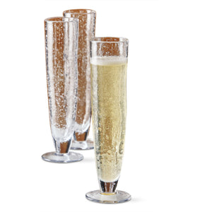 bubble glass tall flute - clear