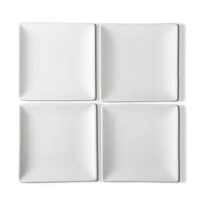 whiteware square plate set of 4 - white