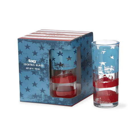 Patriotic Drinks, Glass Set of 4