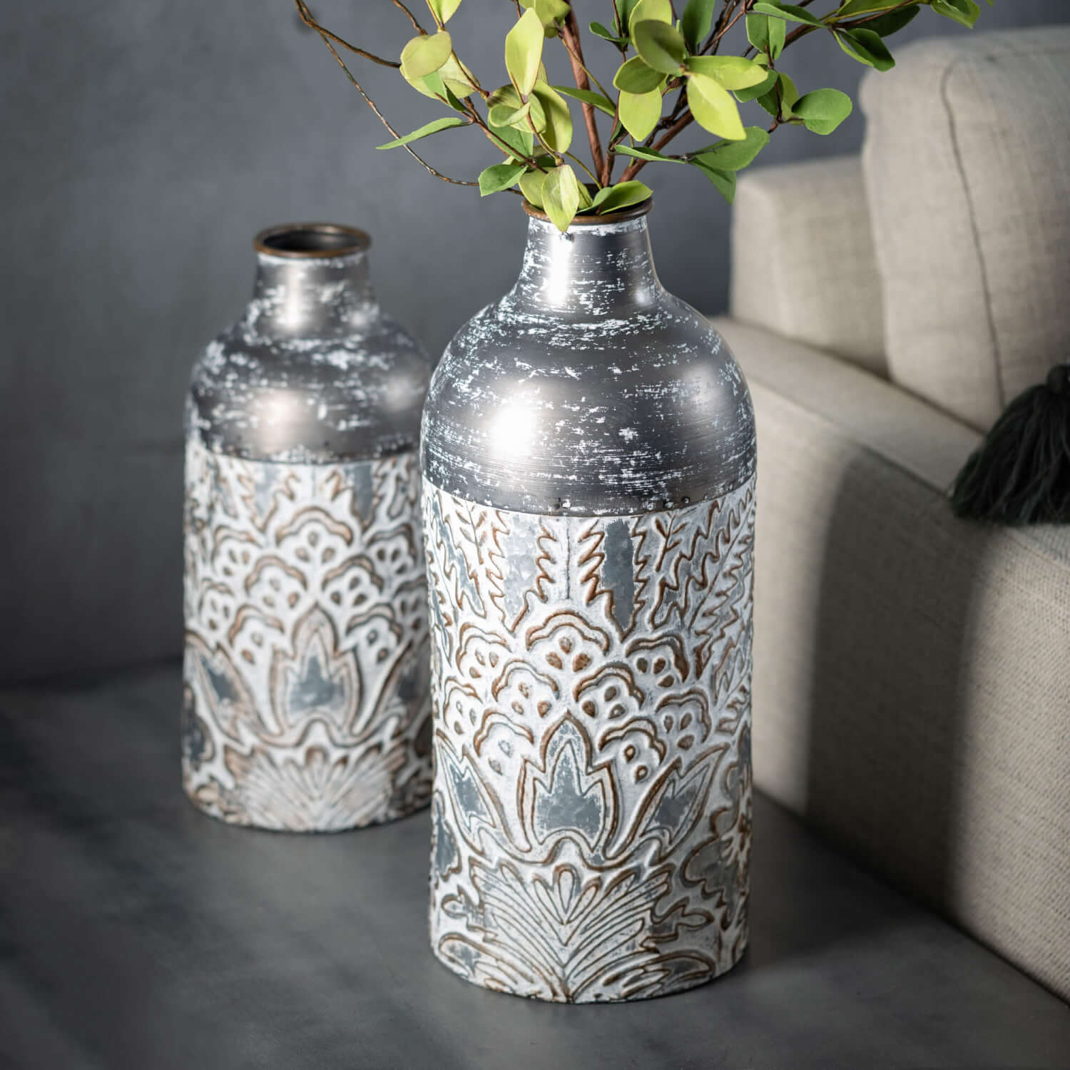 TALL METAL VASE 2 SIZES