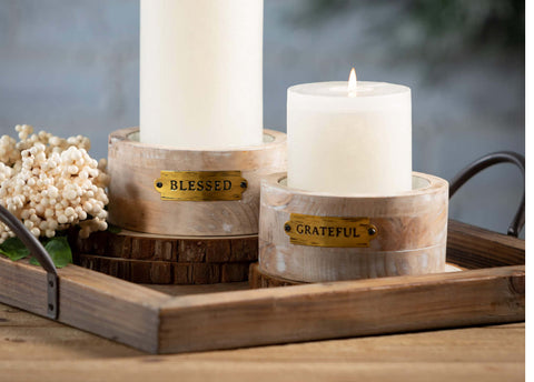 Text Pillar Candle Holder