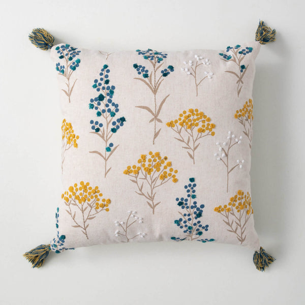 EMBROIDERED BOTANICAL PILLOW