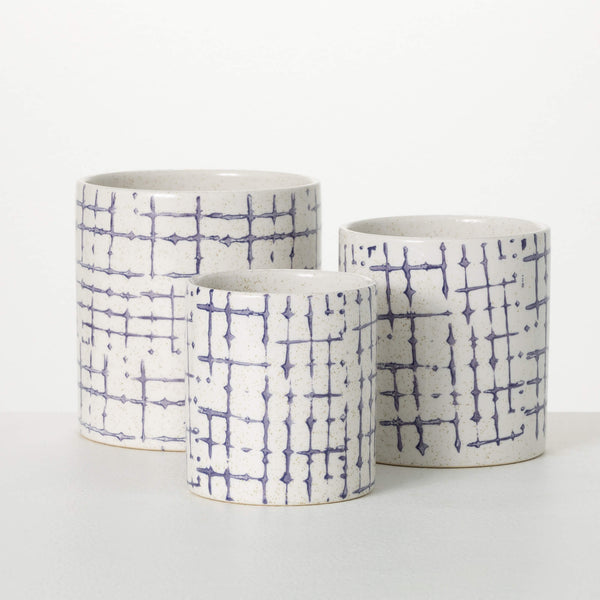 BLUE AND WHITE POTS 3 SIZES