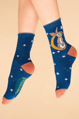 Bedtime Bunny Ankle Socks - Navy