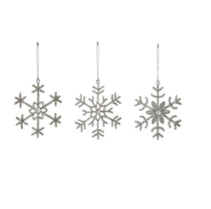 Glass Bead and Jewel Snowflake Ornament, 3 Styles