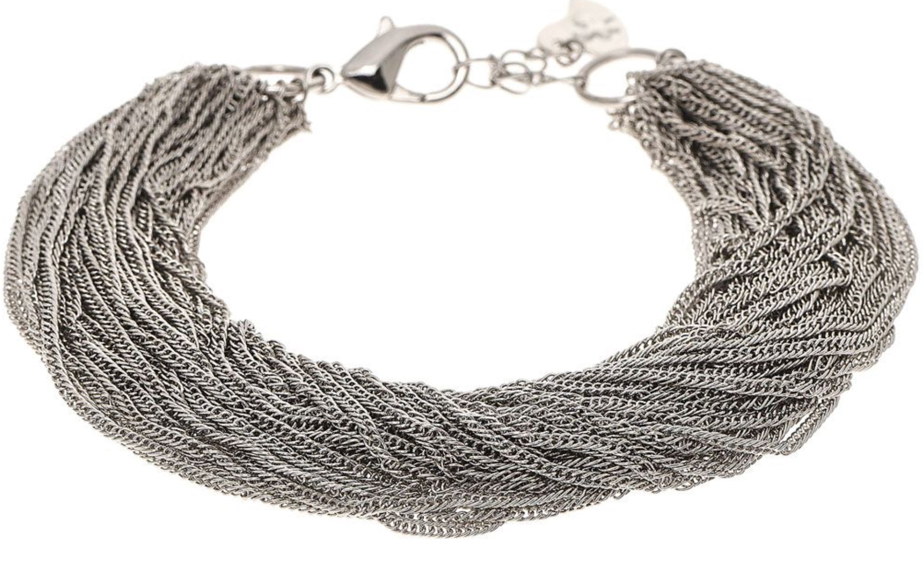 Silver Multi Line Chain Lobster Bracelet