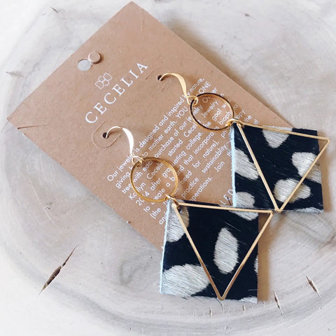 DIAMOND HOOP LEATHER EARRINGS