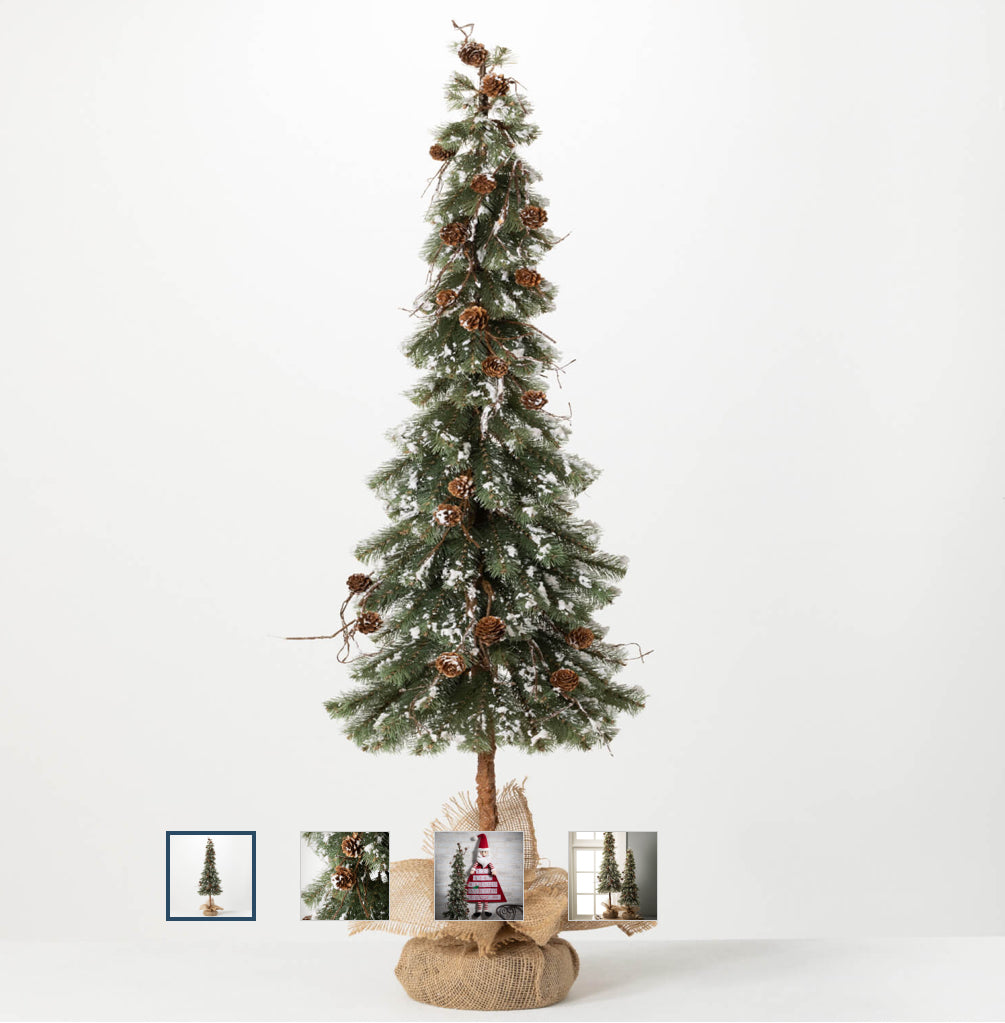 SKINNY SNOW PINE TREE IN BAG