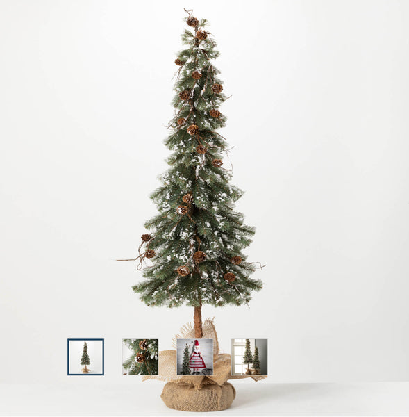SKINNY SNOW PINE TREE IN BAG