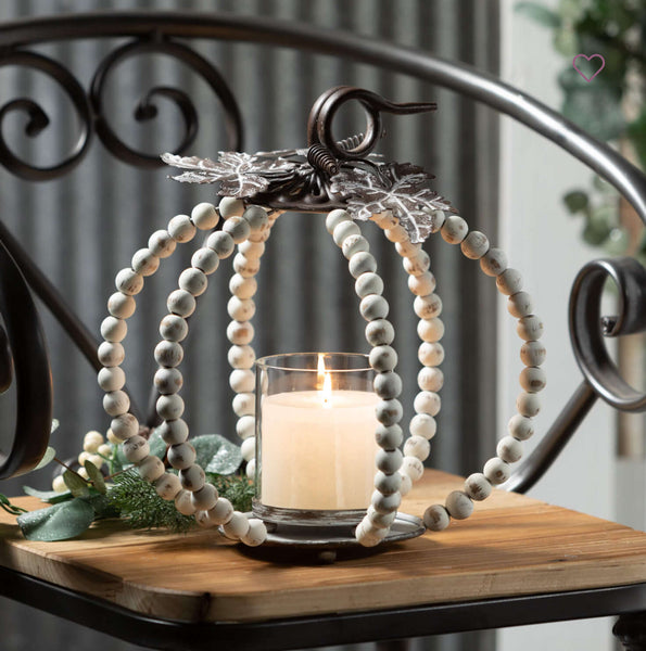 BEADED PUMPKIN PILLAR HOLDERS 2 Styles