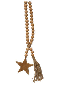 *Wood Beads with Star Icon and Jute Tassel