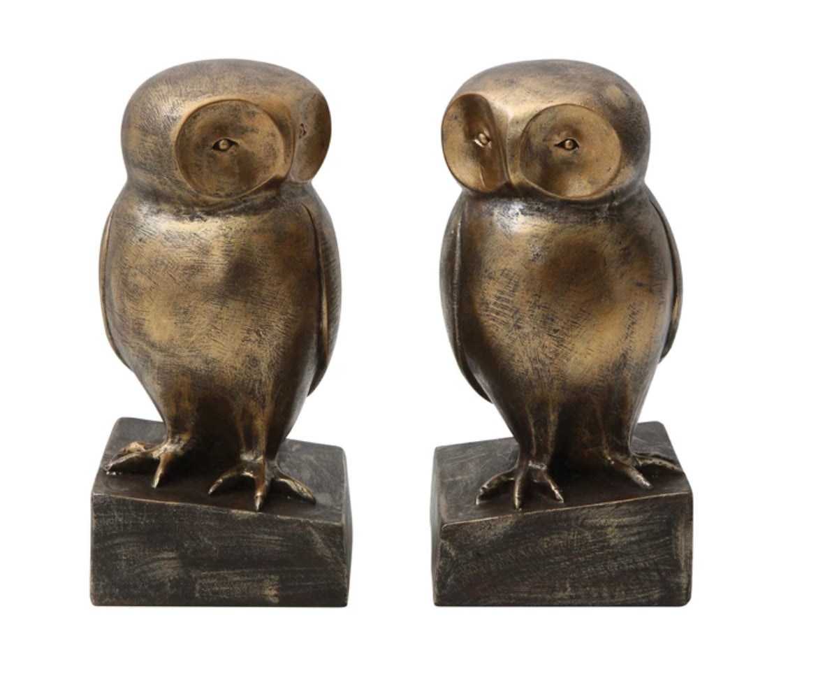 BRONZE OWL BOOKENDS