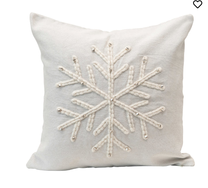 Cotton Pillow with Snowflake and Jingle Bells