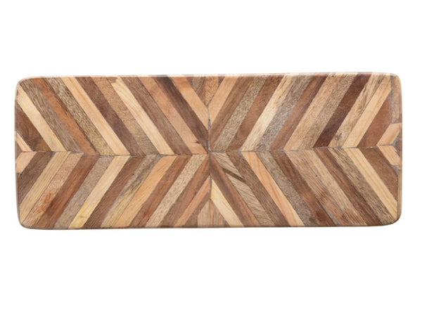 Wood Cheese/Cutting Board with Chevron Pattern