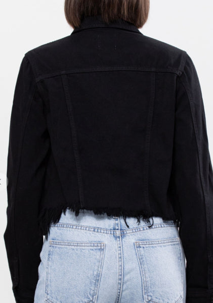 Uneven Fray Fitted Jacket