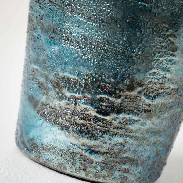 POLISHED TALL BLUE VASE