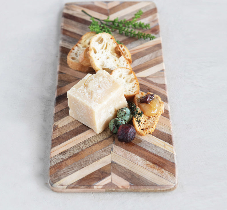 Wood Cheese/Cutting Board with Chevron Pattern