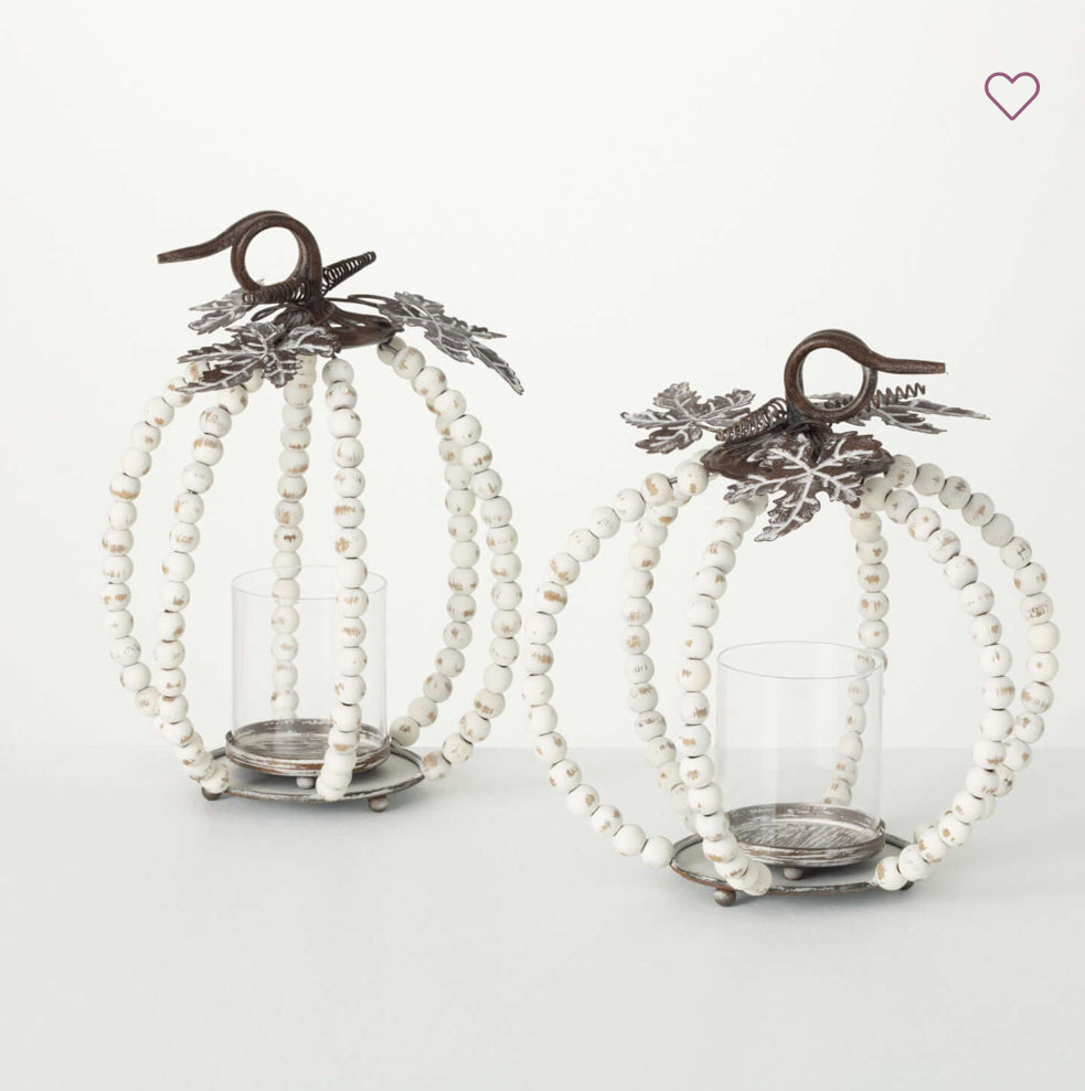 BEADED PUMPKIN PILLAR HOLDERS 2 Styles