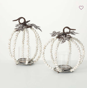 BEADED PUMPKIN PILLAR HOLDERS 2 Styles