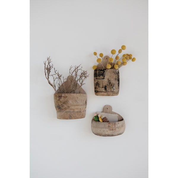 *Found Wood Wall Half Pot