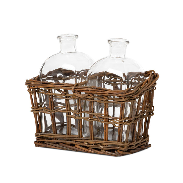Willow Basket w/ Tonic Bottles