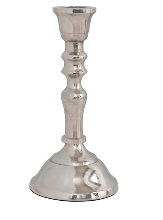 3" Round x 5-3/4"H Metal Taper Holder, Silver Finish