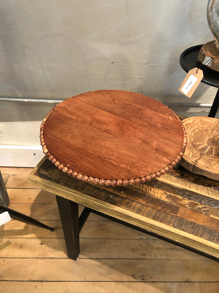 Beaded Wood Pedestal Tray