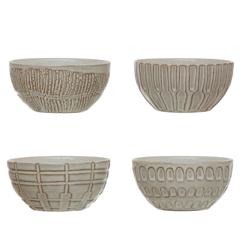 *Debossed Stoneware Bowl, 4 Styles