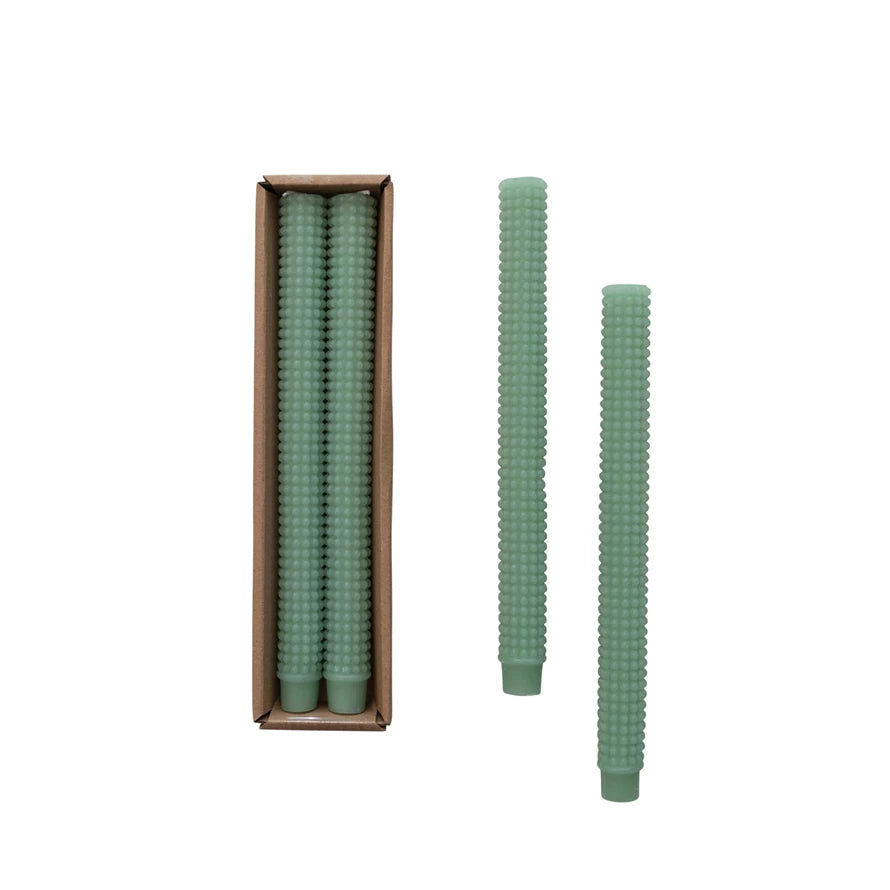 Unscented Hobnail Taper Candles in Box, Mint Color (Approximate Burn Time 10 Hours)