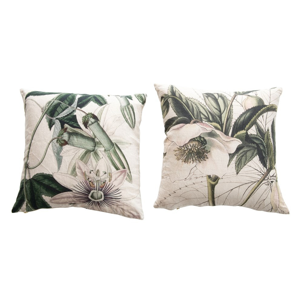 Floral Image Pillow with Gold Zipper