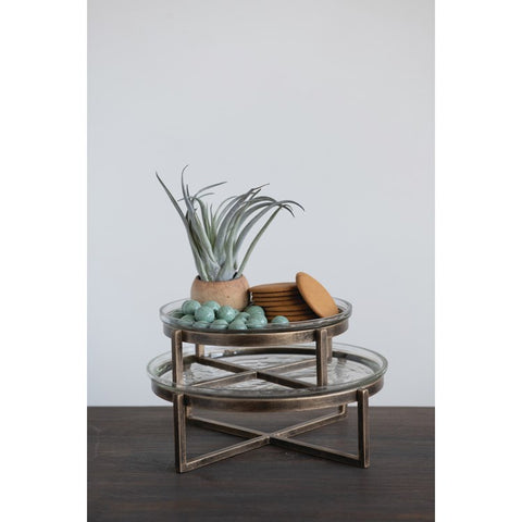8" Serving Tray & Metal Stand
