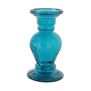 Aqua Recycled Glass Candle Holder