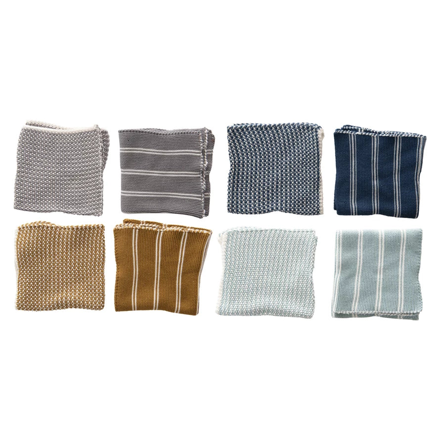 Cotton Knit Dish Cloths, Set of 2, 4 Colors