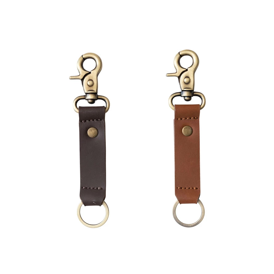 *Leather & Metal Keychain, 2 Colors