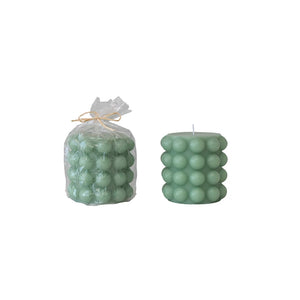 Unscented Hobnail Pillar Candle, Mint Color (Approximate Burn Time 80 Hours)