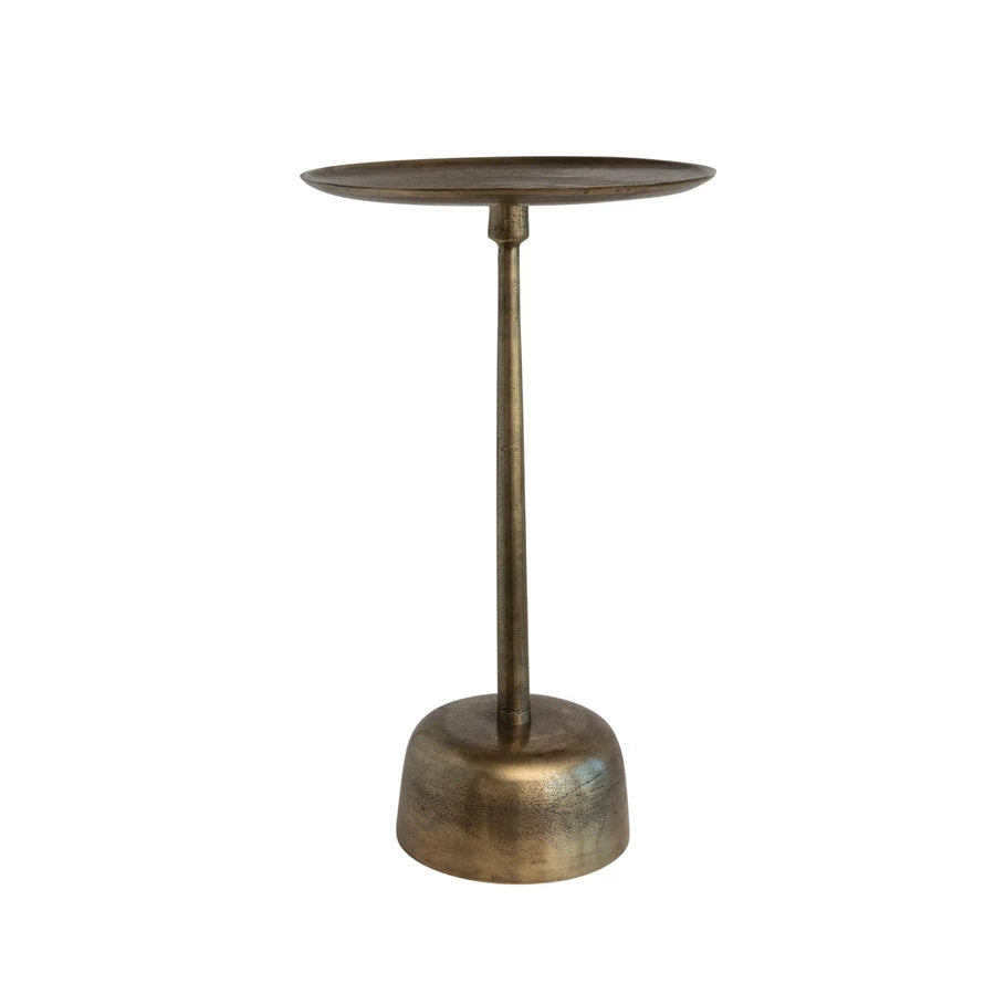 Aluminum Side Table, Antique Brass Finish